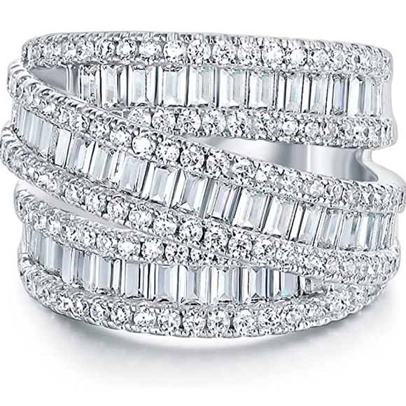Extraordinary Blinged Out CZ Studded Triple Layer Ring - Picture 5 of 8